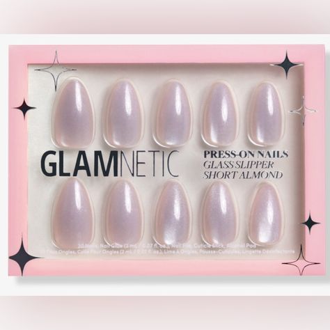 Glass Slipper Short Almond Press On Nails Glamnetic Glamnetic Nails, Sugar Lipstick, Short Almond Shape, Holiday Skin, Almond Press On Nails, Clinique Pop, Weekend Looks, Short Almond, Nail Remover