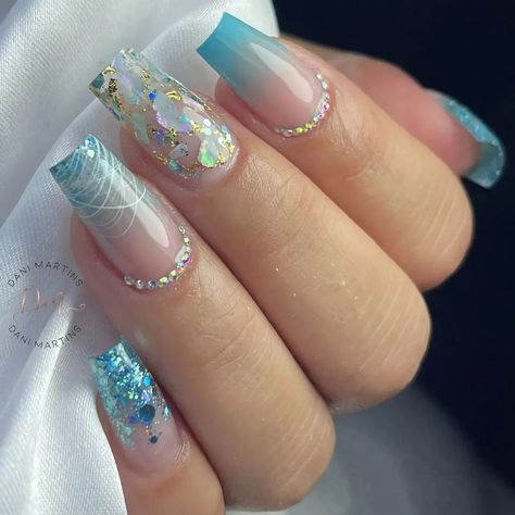 Romantic Nails, Blue Acrylic Nails, Pretty Nail Art Designs, Pretty Nail Art, Trendy Nail Design, Pink Acrylic Nails, Baby Boomer, Bling Nails, Fancy Nails