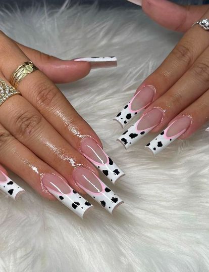 Beginner Nail Designs, Cow Print Nails, Cowboy Nails, Acrylic Nail Designs Coffin, Gel Toe Nails, Cow Nails, Super Cute Nails, Long Acrylic Nail Designs, Leopard Print Nails