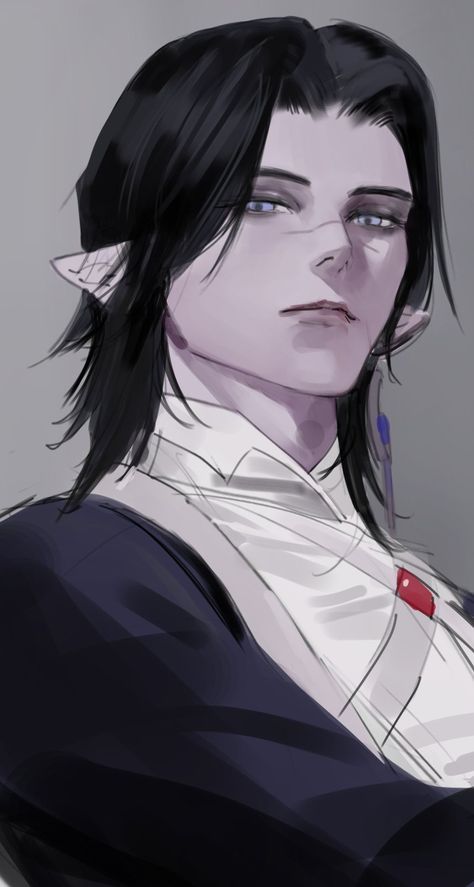 Vampire Elf Art, Dhampir Male Art, Vampire Character Art Male, Male Vampire Oc, Character Design Vampire, Male Elf Art, Elf Drawings, Male Vampire, Vampire Drawings