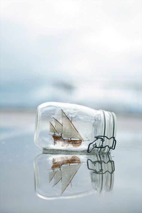 have the boat sailing out of the jar? Ship In A Bottle, Cottage By The Sea, Wallpaper Tumblr, Message In A Bottle, Tolu, Tall Ships, A Ship, Beach Cottages, Glass Bottle