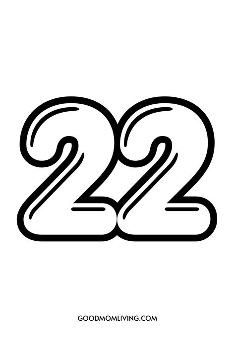 Bubble Number 22 Number 22 Aesthetic, 22 Aesthetic Number, Free Number Printables, Stencil Free Printable, Numbers Free Printable, Phomemo Printer, 22 Aesthetic, Numbers Drawing, Bubble Numbers