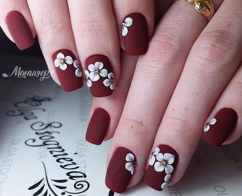 Red Nail Art Designs, Bridal Nails Designs, Pink Nail Art Designs, 3d Nail Designs, Maroon Nails, Finger Nail Art, Minimalist Nail Art, Matte Nails Design, Pink Nail Art