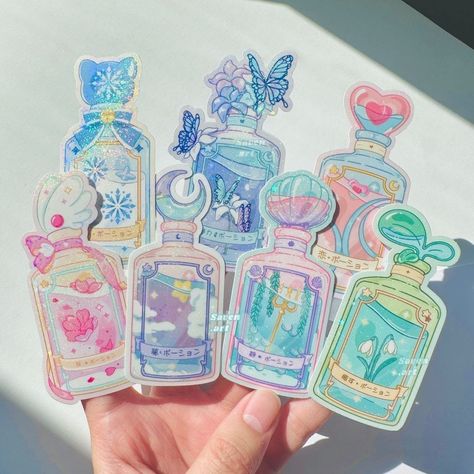 Dream Potion, Self Love Potion, Kida Disney, Bullet Art, Spell Books, Love Potion, Artist Alley, Vinyl Sticker Paper, Cool Stickers