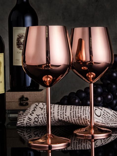 Rose Gold Wine Glasses, White Wine Cocktail, Red Wine Cocktails, Gold Wine Glasses, White Wine Glasses, Red Wine Glasses, Party Bars, Wine Cocktails, Wine Goblets