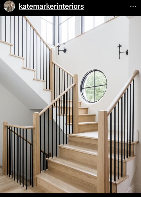 Bookshelf Stairs, White Oak Staircase, Indoor Stair Railing, Storage Staircase, Led Stair Lights, Oak Staircase, White Staircase, Kate Marker Interiors, Staircase Railing Design