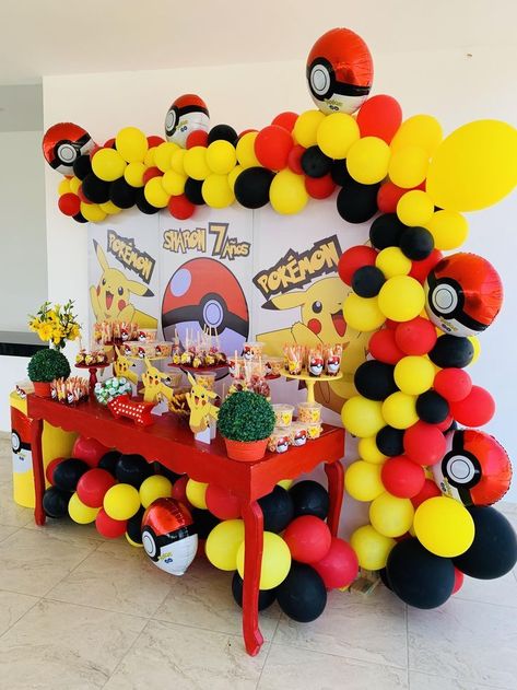 Picachu Theme Birthday, Pikachu Bday Party Ideas, Pokemon Themed Party Ideas, Pokémon Birthday Decor, Pikachu Decorations Party Ideas, Pokémon Party Decor, Pikachu Party Decorations, Pikachu Birthday Party Decorations, Pokemon Party Ideas Decoration