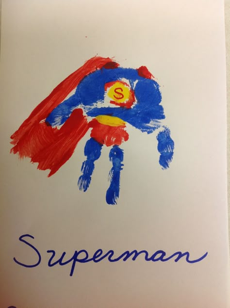 Superman Handprint craft for kids Superman Crafts, Hand Print Art, Superman Gifts, Superhero Crafts, Footprint Crafts, Hand Prints, Footprint Art, Handprint Craft, Handprint Crafts