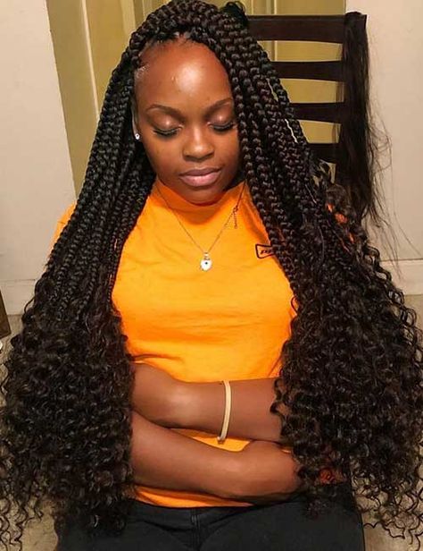 40 Stylish Protective Hairstyles Braids With Curly Ends, Best Braid Styles, Trendy We Fryzurach, Individual Braids, Jumbo Box Braids, Hair Cute, Twist Braid Hairstyles, Box Braid, Box Braids Styling