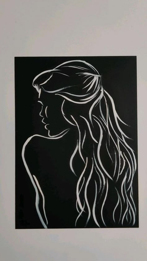 Black N White Canvas Painting, Big Canvas Painting Ideas Black Background, Black Paint Painting, White And Black Painting Art, White On Black Canvas Painting, Black Canvas Paintings Trippy, What To Do With A Black Canvas, Simple Black Painting, Black And White Painting Ideas Easy