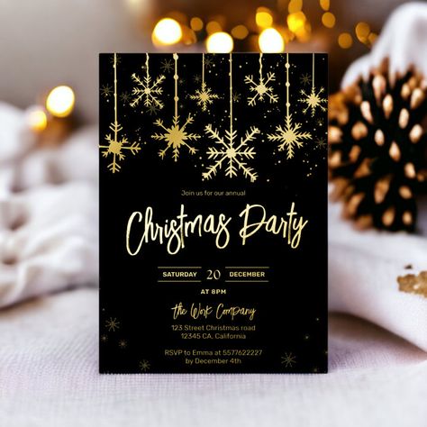 Christmas Party Elegant, Hanging Snowflakes, Christmas Gala, Corporate Dinner, Corporate Holiday Party, Holiday Soiree, Simple Snowflake, Foil Invitations, Holiday Party Invitations