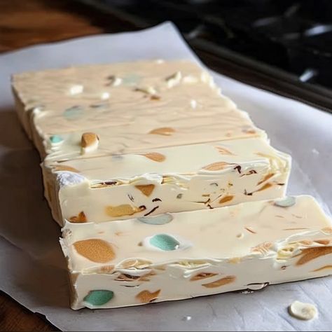 Decadent Nougat Bars Recipe Nougat Bars Recipe, 4 Ingredient Nougat Bars, Four Ingredient Nougat Bars, How To Make Nougat, Nougat Bars, Cheeseburger Meatloaf Recipes, Nougat Recipe, Italian Sweets, Au Gratin Potato Recipes