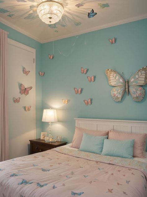 Upgrade your bedroom with enchanting butterfly-themed decor. Create a stunning accent wall with butterfly wall art and pair it with soft pastel bedding for a whimsical touch. Illuminate the space with LED string lights in the shape of butterflies for a dreamy atmosphere. Pastel Bedding, Whimsical Butterfly, Butterfly Wall Art, Butterfly Wall, Led String Lights, Soft Pastel, String Lights, Accent Wall, Butterflies