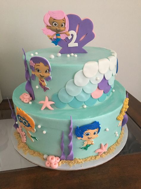 Bubble Guppies birthday cake Bubble Guppy Cake, Bubble Guppies Cake Ideas, Bubble Guppies Birthday Party Ideas Cake, Bubble Guppies Themed Birthday Party, Bubble Guppies Birthday Party Ideas, Bubble Guppies Birthday Cake, 1st Birthday Foods, Bubble Guppies Theme, Bubble Guppies Cake