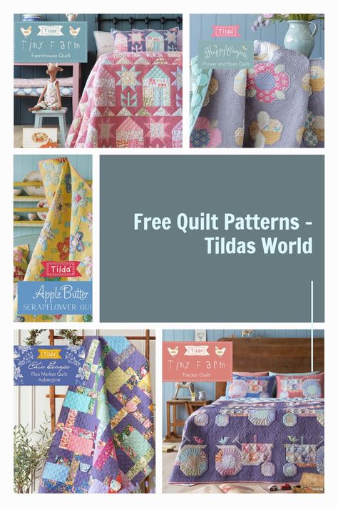 Tilda Patterns Free, Free Tilda Patterns, Tilda World Patterns, Quilts With Tilda Fabrics, Tilda Windy Days Quilt Pattern, Tilda Quilts Patchwork, Quilts Made With Tilda Fabric, Tilda Bloomsville Quilt, Tilda Free Pattern