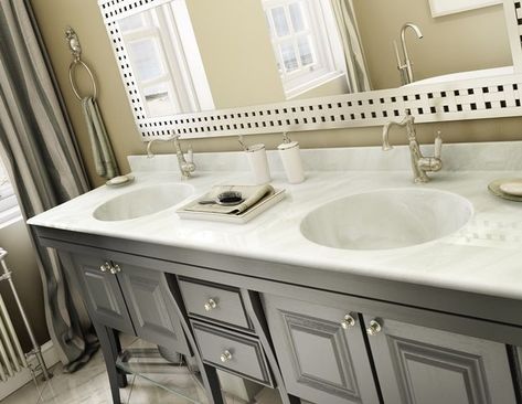 Cultured Marble Shower, Marble Countertops Bathroom, Cultured Marble Countertops, Bathroom Vanity Double Sink, Marble Tub, Granite Vanity, Granite Vanity Tops, Cultured Marble Vanity Top, Double Sinks