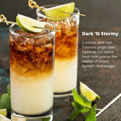 Manly Alcoholic Drinks, Manly Drinks Cocktails, Noreaster Cocktail, Dark And Stormy Drink Recipes, Dark Liquor Cocktails, Dark Liquor Mixed Drinks, Dark Rum Cocktail Recipes, Dark And Stormy Drink, Cocktails For Men