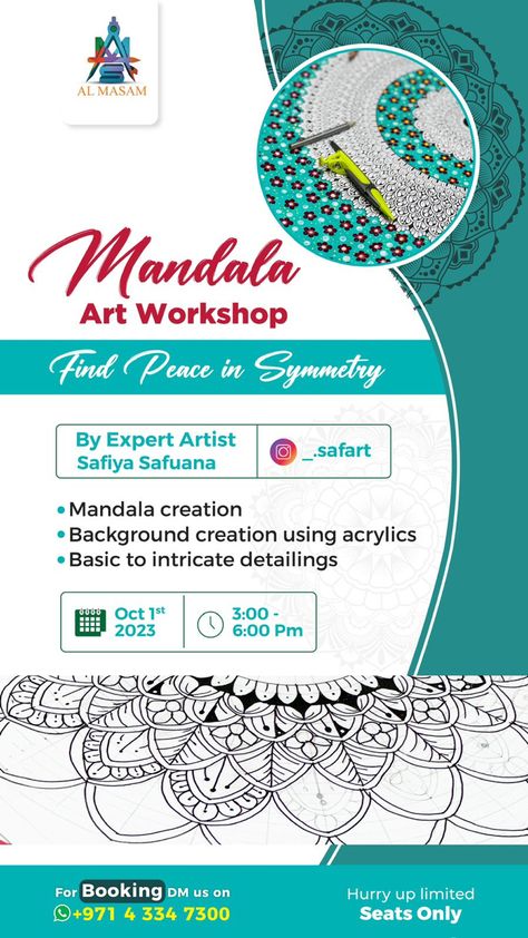 Mandala workshop for beginners Mandala Workshop, Workshop Poster, Mandala Making, Art Workshop, Dot Art, Dots Art, Finding Peace, Mandala Art, Doodles