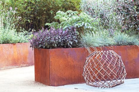 10 Design Ideas for a Tiny Edible Garden | Sunset Magazine Water Wise Plants, Corten Steel Planters, Metal Planter Boxes, Pool Garden, Patio Planters, Steel Planters, Indoor Outdoor Planter, Metal Planters, Corten Steel