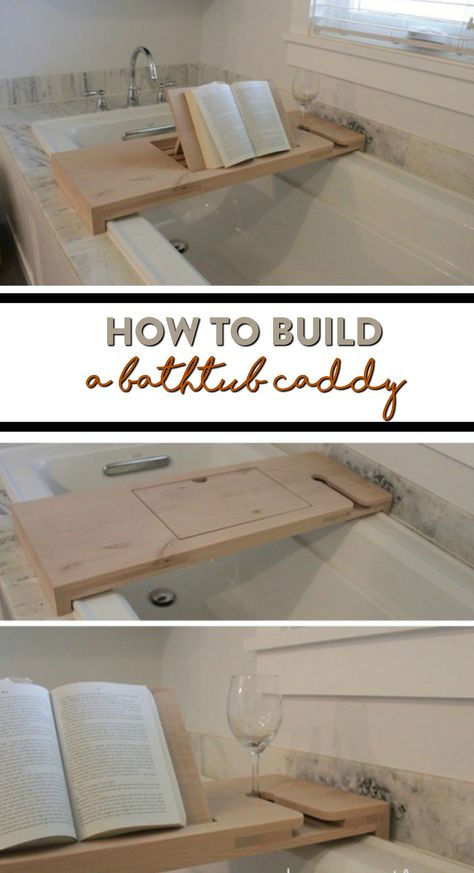 Bathtub Caddy Diy, Bath Caddy Diy, Bathtub Table, Wood Bath Tray, Diy Bathtub, Tub Tray, Luxury Bathtub, Bathtub Caddy, Refinish Bathtub