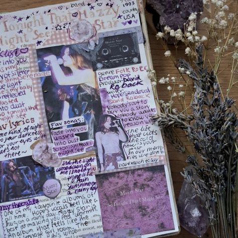 Whimsigoth Journal, Hope Sandoval, Pink Academia, Maladaptive Daydreaming, Music Journal, Pretty Journals, Lavender Aesthetic, Mazzy Star, Art Diary