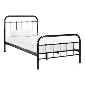 King Single Beds & Bed Frames | Temple & Webster Black Metal Bed Frame Full Size, Black Metal Single Bed, Black Metal Bed Frame Single, Simple Black Bed Frame, Fallout Bedroom, Single Metal Bed, Single Metal Bed Frame, Beds King, Black Metal Bed Frame