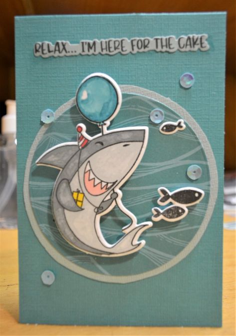 Shark Birthday Cards, Scrapbook Die Cuts, Cards Invitation, Shark Birthday, Wrapping Gifts, Invitation Ideas, Card Making Ideas, Making Ideas, Birthday Cards