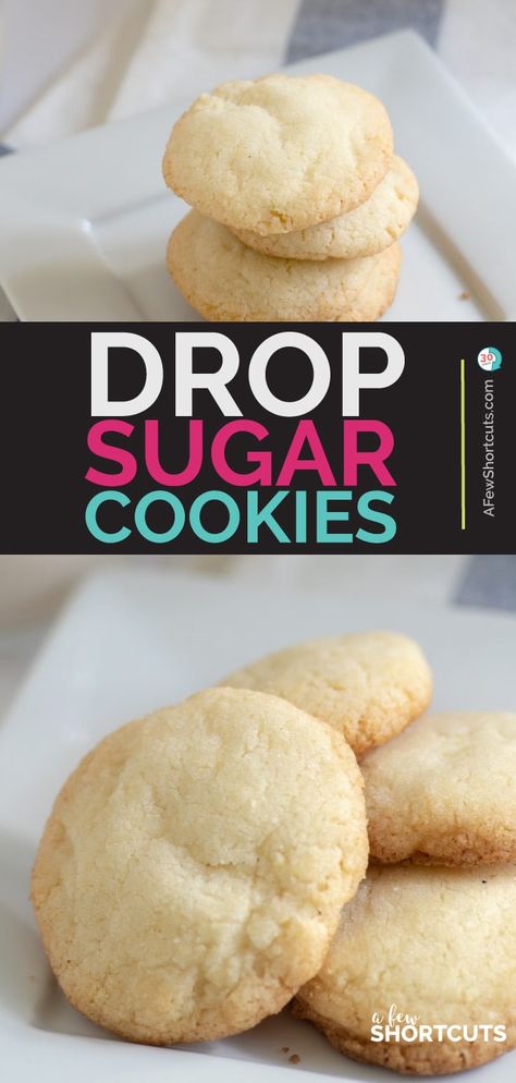 Drop Sugar Cookie Recipe, Chewy Sugar Cookie Recipe, Drop Sugar Cookies, Quick Cookies Recipes, Drop Cookie Recipes, Sugar Cookie Recipe Easy, Best Sugar Cookie Recipe, Low Carb Snack, Chewy Sugar Cookies