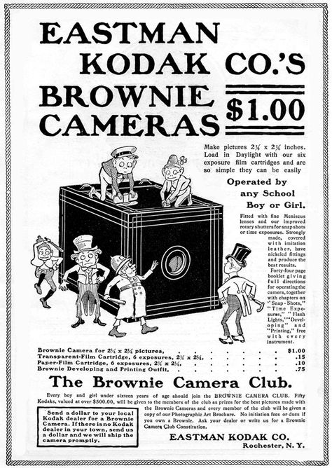 Kodak brownie ads (1901) Box Brownie Camera, Snapshot Photography, Fotocamere Vintage, Brownie Camera, Kodak Camera, Kodak Moment, Box Camera, Old Cameras, Classic Camera