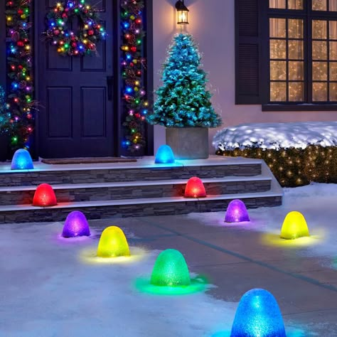 The Illuminated Giant Gum Drops - Hammacher Schlemmer Gingerbread Bash, Wildflower Farm, Yard Decor Ideas, Christmas Decor Outdoor, Holiday Yard Decorations, Gum Drop, Colorful Decorations, Gingerbread Christmas Decor, Gingerbread House Decorations