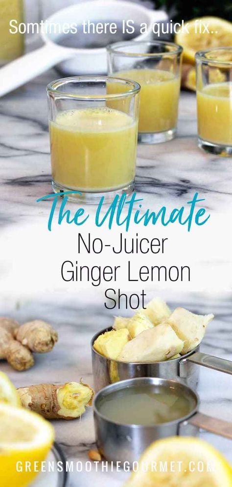 Ginger Shot Recipe, Lemon Shots, Blender Recipe, Ginger Shots, Ginger Detox, Blender Smoothie, Ginger Shot, Detox Juice Recipes, Natural Detox Drinks