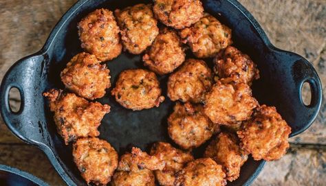 Shrimp boulettes, or fried shrimp balls, might remind you of Thai fish cakes or Vietnamese shrimp on sugarcane. The shrimp is ground up and fried without any flour or cornmeal (shrimp is sticky enough to bind the vegetables together, so you don’t need to add any filler). Eat the boulettes as a snack with hot sauce, or put some on a roll with bitter greens, cocktail sauce, or spicy mayo to turn them into a sandwich. Either way, they are a great way to eat small fresh shrimp. Shrimp Boulettes Recipe, Shrimp Boulettes, Fried Shrimp Balls, Meal Starters, Vietnamese Shrimp, Thai Fish Cakes, Shrimp Balls, Thai Fish, Louisiana Hot Sauce