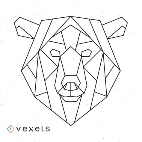 Animals Geometric, Polar Bear Drawing, Optical Illusion Tattoos, Illustration Geometric, Illusion Tattoos, Geometric Coloring Pages, Geometric Bear, Polygon Art, Bear Drawing