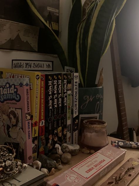 Desk Aesthetic Dark, Desk Ideas Aesthetic Grunge, Room Ideas Aesthetic Anime Dark, Dark 80s Aesthetic Room, The Nature Of Witches Book Aesthetic, Plant Desk, Demon Aesthetic, Maid Sama, Life Aesthetic