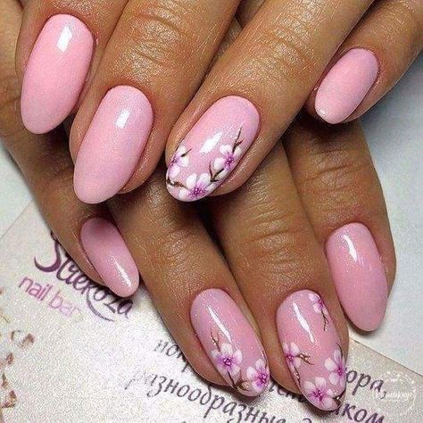 Cherry Blossom Nails Design, Cherry Blossom Nails, Floral Nail Designs, Manicure Gel, Spring Nail Art, Flower Nail Art, Nails Spring, Fabulous Nails, Beautiful Nail Art