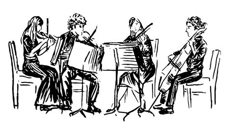 Orchestra Drawing Art, Orchestra Drawing, Orchestra Instruments, Human Figure Sketches, Nature Art Drawings, Classical Musicians, Poses Drawing, Music Drawings, Figure Sketching