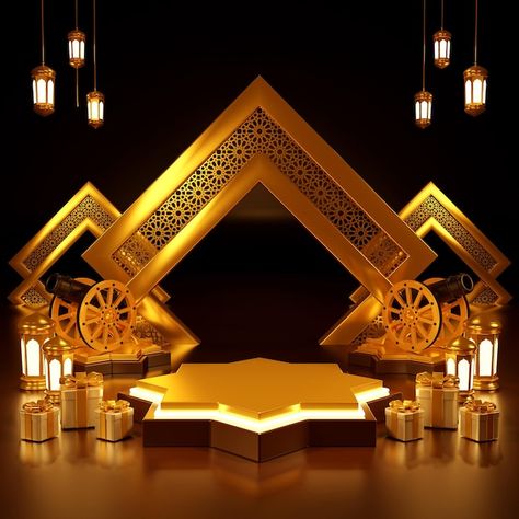 Photo islamic product display mock up. p... | Premium Photo #Freepik #photo #mosque-3d #ramadan-3d #islamic-3d #crescent-ramadan 3d Mosque, Ramadan Event, Event Entrance Design, Photo Ramadan, Event Entrance, Floral Art Arrangements, Studio Backdrops Backgrounds, Ramadan Kareem Vector, Islamic Events