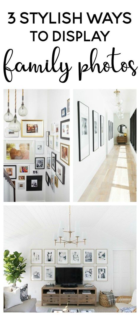 3 Stylish Ways to Display Family Photos Family Photo Gallery Wall Ideas, Family Portrait Hanging Ideas, Framed Wedding Photos Of Family At Wedding Display, Ways To Display Family Photos, Photo Gallery Wall Ideas, Gallery Wall Examples, Gallery Wall Grid, Family Photo Gallery, Entryway Gallery Wall