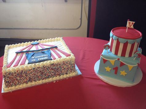 Carnival Birthday Cakes, Sheet Cake Ideas, Carnival Cake, Circus Cakes, Circus 1st Birthdays, Carnival Cakes, Carnival Parties, Circus Cake, Cake Boy