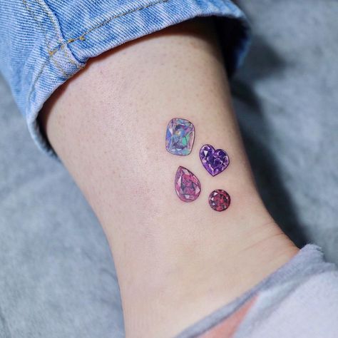 Watercolor Tattoos For Women, Women's Tattoos, Small Watercolor Tattoo, Stone Tattoo, Gem Tattoo, Jewel Tattoo, Unalome Tattoo, Small Watercolor, Watercolor Tattoos