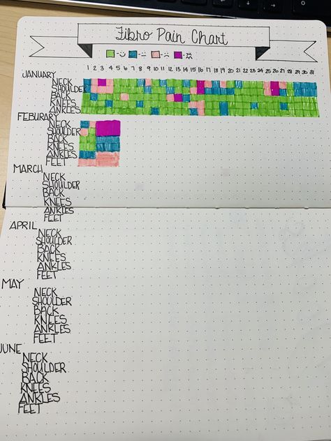 Bullet journal pain chart Bullet Journal For Kids, Pain Tracker, Symptom Journal, Bullet Journal Health, Pain Chart, Organization Bullet Journal, Symptom Tracker, Bullet Journal Ideas Templates, Bullet Journal Mood Tracker Ideas