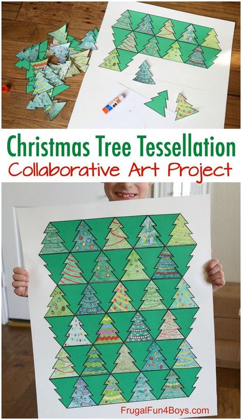 Tessellation Art, Holiday Stem, Holiday Art Projects, Christmas Stem, Collaborative Art Projects, Christmas Art Projects, Christmas Tree Template, Winter Art Projects, Christmas Tree Art