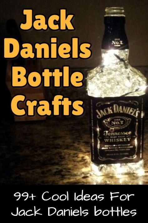 Jack Daniel's Craft ideas - cool DIY ideas for empty Jack Daniels whiskey bottles Jack Daniels Bottle Crafts, Whiskey Bottle Crafts, Jack Daniels Decor, Old Liquor Bottles, Diy Whiskey, Jack Daniels Gifts, Liquor Bottle Lights, Empty Liquor Bottles, Alcohol Bottle Crafts