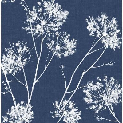 Denim Blue One O'Clocks Botanical Peel and Stick Wallpaper 30.75 sq. ft. Drops Patterns, Wallpaper Rolls, Decor Pillows, Blue Vinyl, Peel Stick Wallpaper, Vinyl Wallpaper, Blue Wallpapers, Self Adhesive Wallpaper, Wallpaper Roll