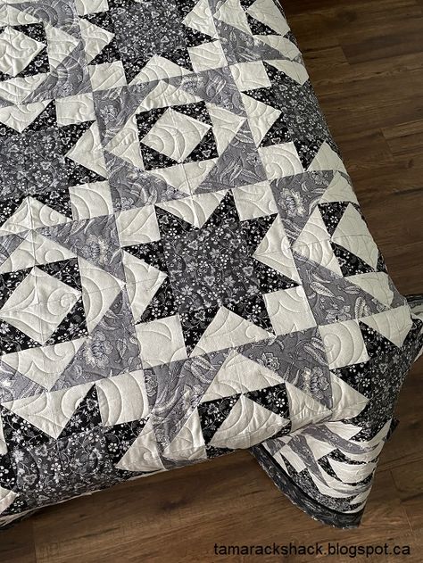 Tamarack Shack: Concealed Stars Quilt Traditional Quilts Patterns, Quilts With Black Background, 2 Color Quilts Patterns Free, King Size Quilt Patterns Free, Two Color Quilts Patterns Free, Blue Quilts Ideas, King Size Quilt Patterns, 2 Color Quilts, Quilting Scraps