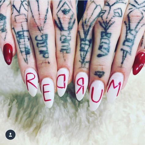 Redrum Nails, Cartoon Nails, Almond Nails, Makeup Nails, Best Makeup Products, Nail Ideas, Acrylic Nails, Hair Makeup, Nail Designs