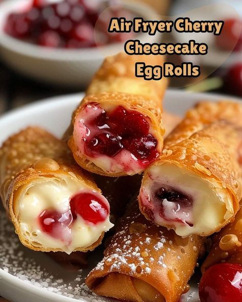 Air Fryer Cupcakes, Air Fryer Recipes Egg Rolls, Cheesecake Egg Rolls, Egg Roll Ingredients, Air Fryer Recipes Dessert, Air Fryer Recipes Snacks, Cheese Rolls, Air Fryer Oven Recipes, Pot Stickers