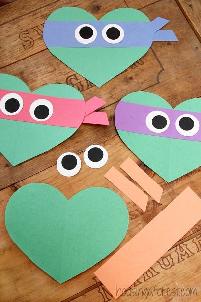 Ninja Turtle Crafts, Turtle Craft, Valentines Bricolage, Turtle Crafts, February Crafts, Easy Valentine Crafts, Valentine's Day Crafts For Kids, Preschool Valentines, Valentine Crafts For Kids