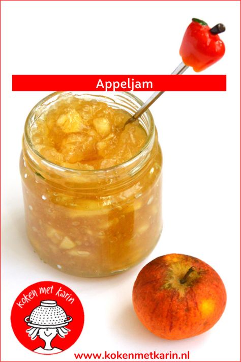 Ook van appels kun je jam maken. Weer eens wat anders dan appelmoes of appeltaart. Lekker op de boterham of croissant. Met een vleugje kaneel. Bovendien heel eenvoudig om te maken. Het makkelijke recept voor appeljam vind je op mijn website Koken met Karin | recept | makkelijke recepten | inmaak recepten | jam maken | Pudding Recept, Homemade Jam, Jams & Jellies, Beignets, Chutney, Punch Bowl, Jelly, Jam, Condiments