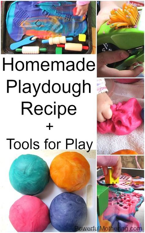 Homemade Playdough Recipe plus Tools for Play Make Your Own Playdough, Homemade Finger Paint, Homemade Moon Sand, Sands Recipe, Sensory Dough, Homemade Playdough Recipe, Homemade Paint, Playdough Recipe, Homemade Playdough